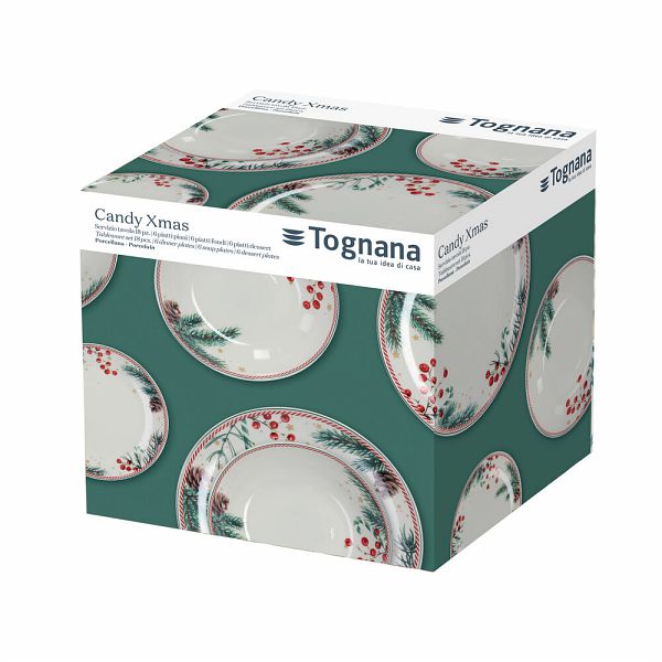 tognana servizio tavola 18 pz madison candy christmas