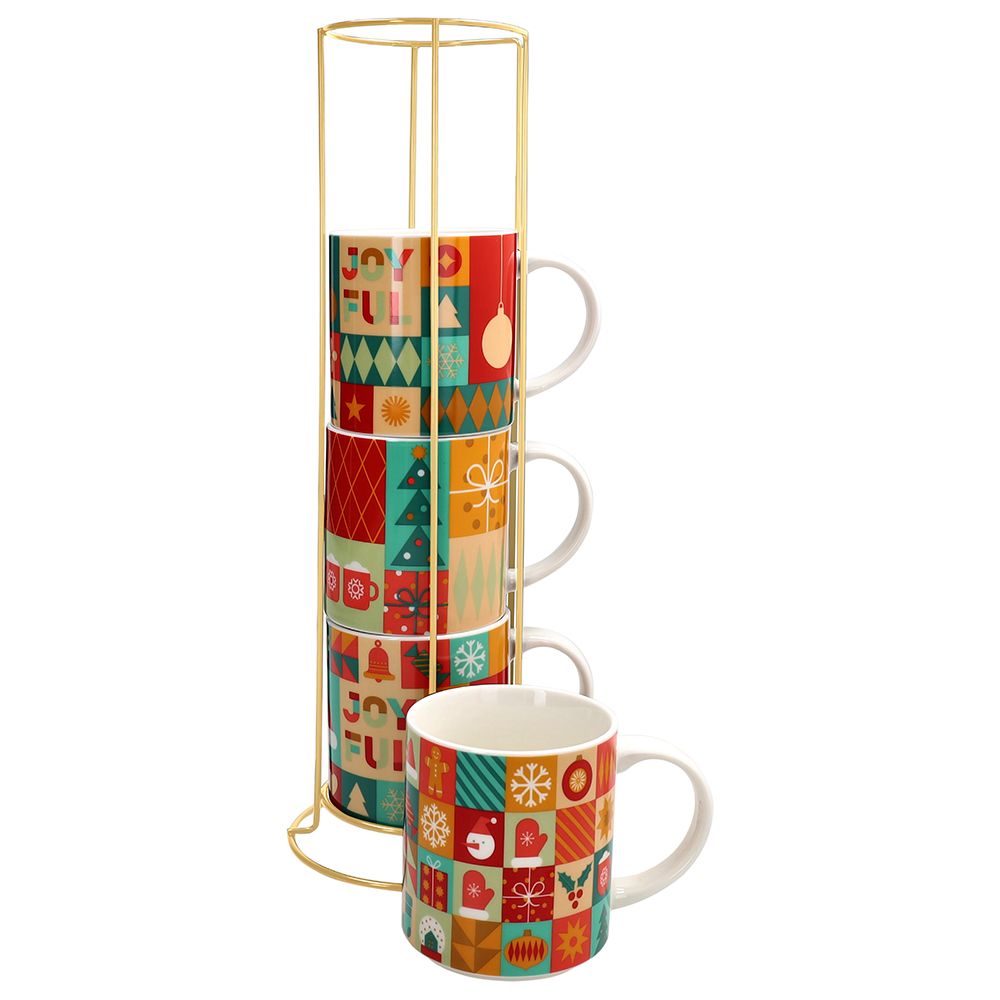 natalizio tognana xmas wrap set 4 mug cc370 c/supp. metallo