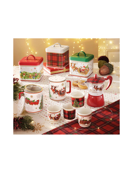 natalizio brandani set 4 pz bicchierini christmas new bone china