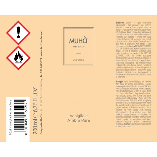 muhà refil 200 ml vaniglia & ambra pura