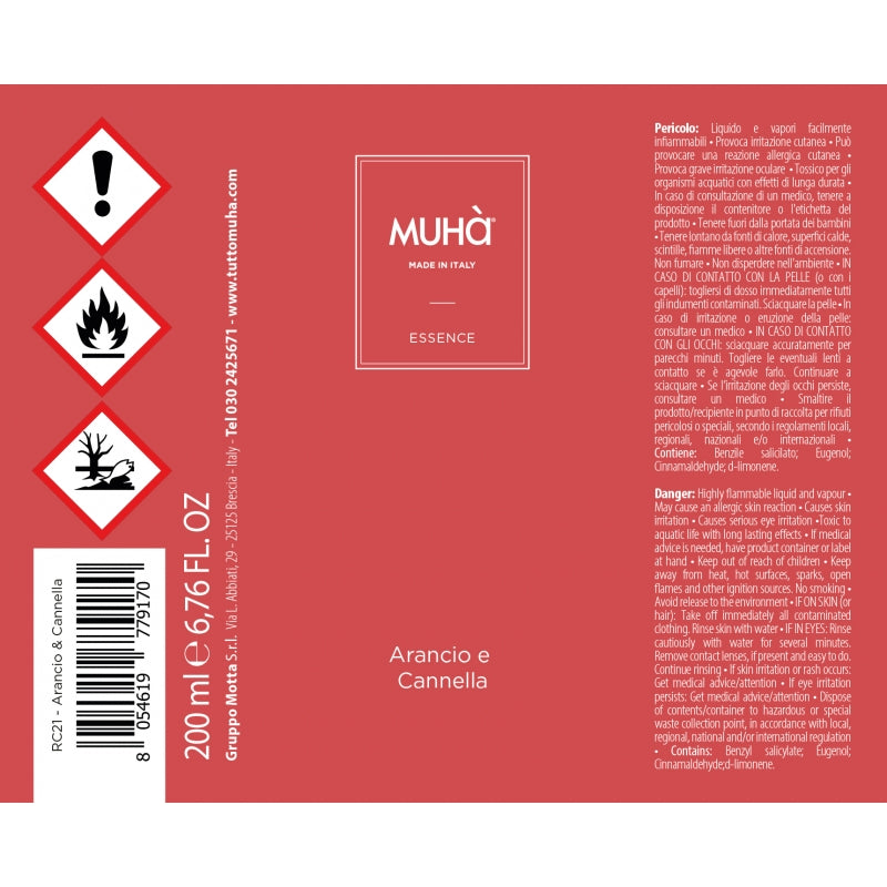 muhà refil 200 ml arancio & cannella