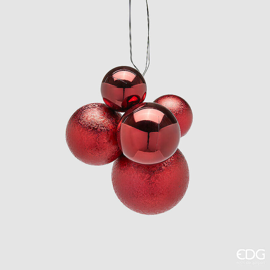 natalizio edg addobbo grappolo groovemix rosso 5pz
