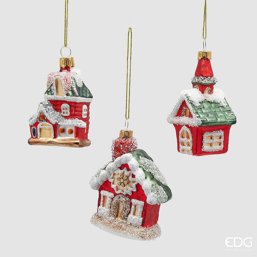 natalizio edg addobbo casetta 3 assortite h cm 7.5