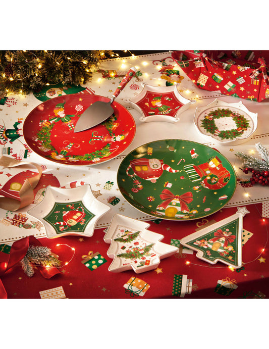 brandani piatto portata elfomagia porcellana verde