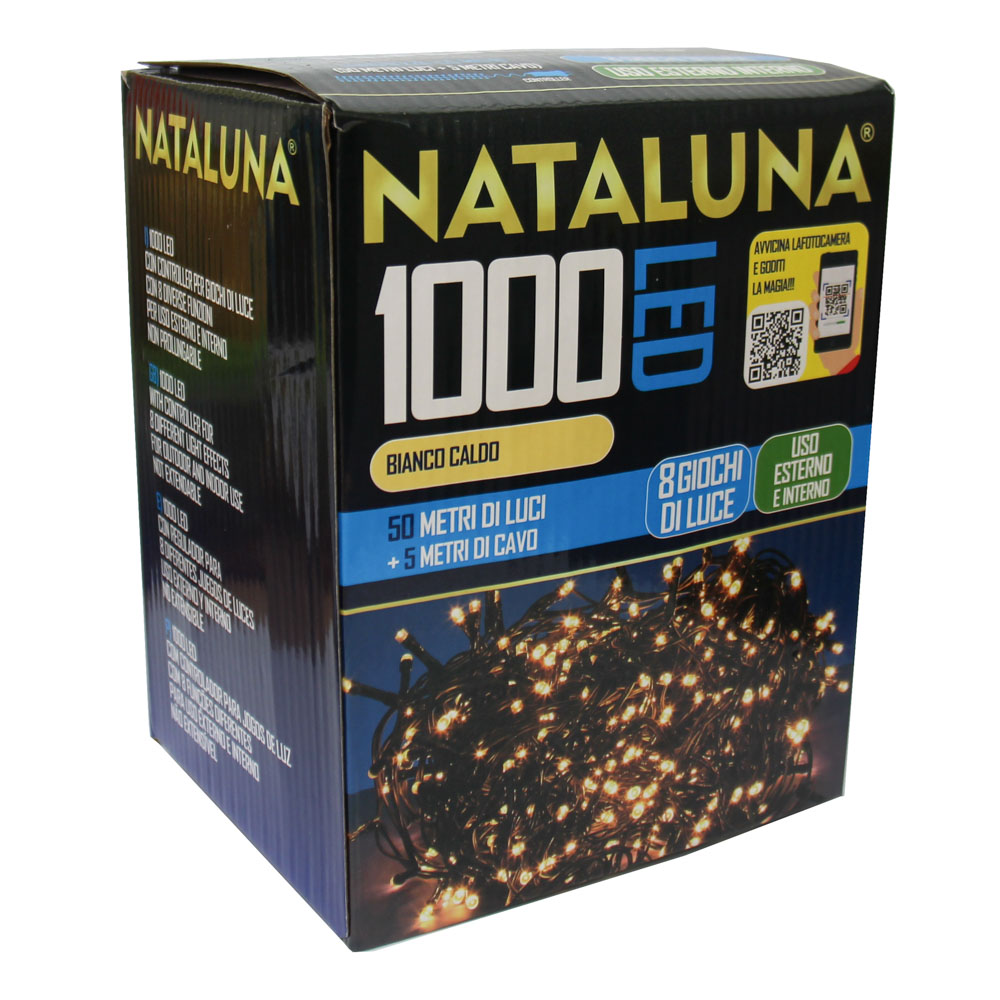 NATALIZIO PARTENOPE SERIE 1000 LED MEMORY USO INTERNO/ESTERNO. 8 FUNZIONI