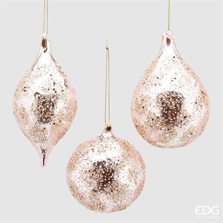 natalizio edg palla-fuso-goccia vetro diam. cm 10 ( 3 assortite )