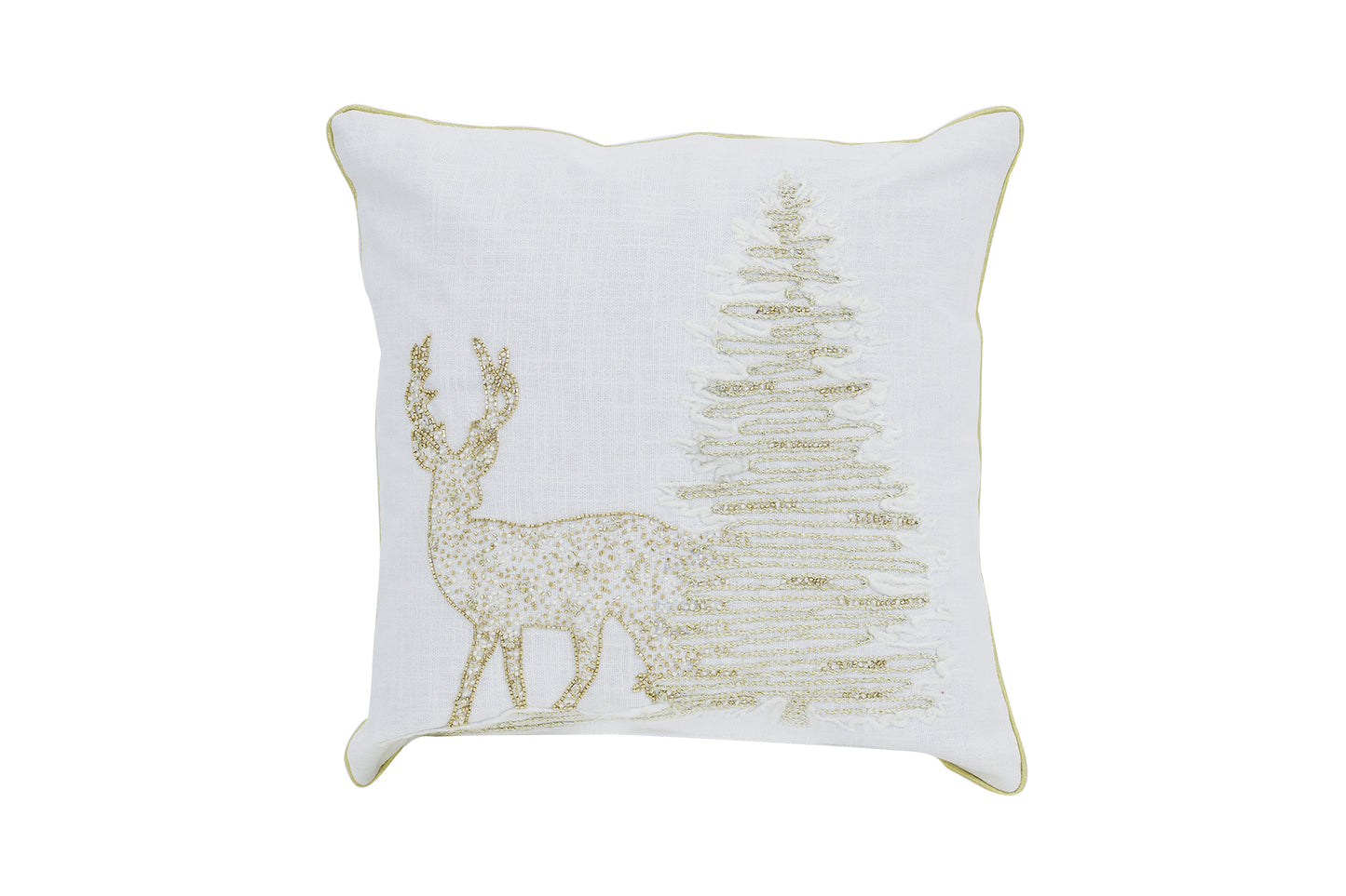 NATALIZIO PREZIOSA COPRICUSCINO 45X45 C/ZIP+RENNA RICAMATA ORO L