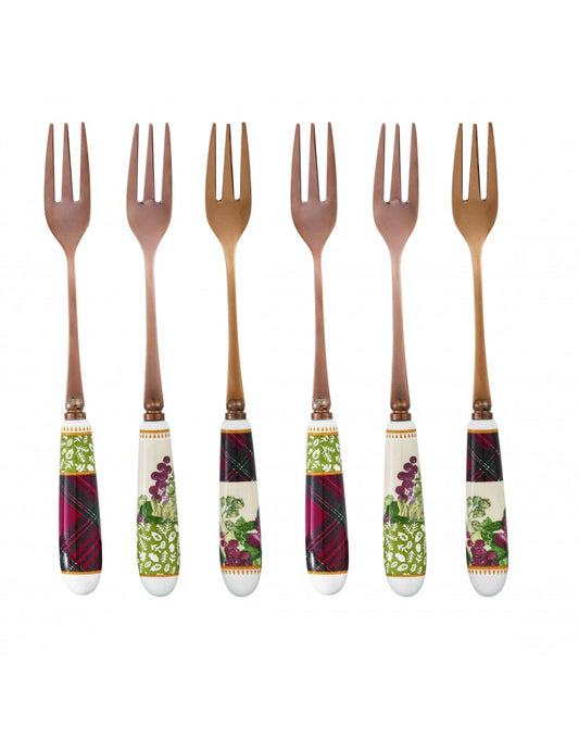 NATALIZIO BRANDANI FORCHETTINA SOTTOBOSCO ROSE GO LD SET 6 PZ IN
