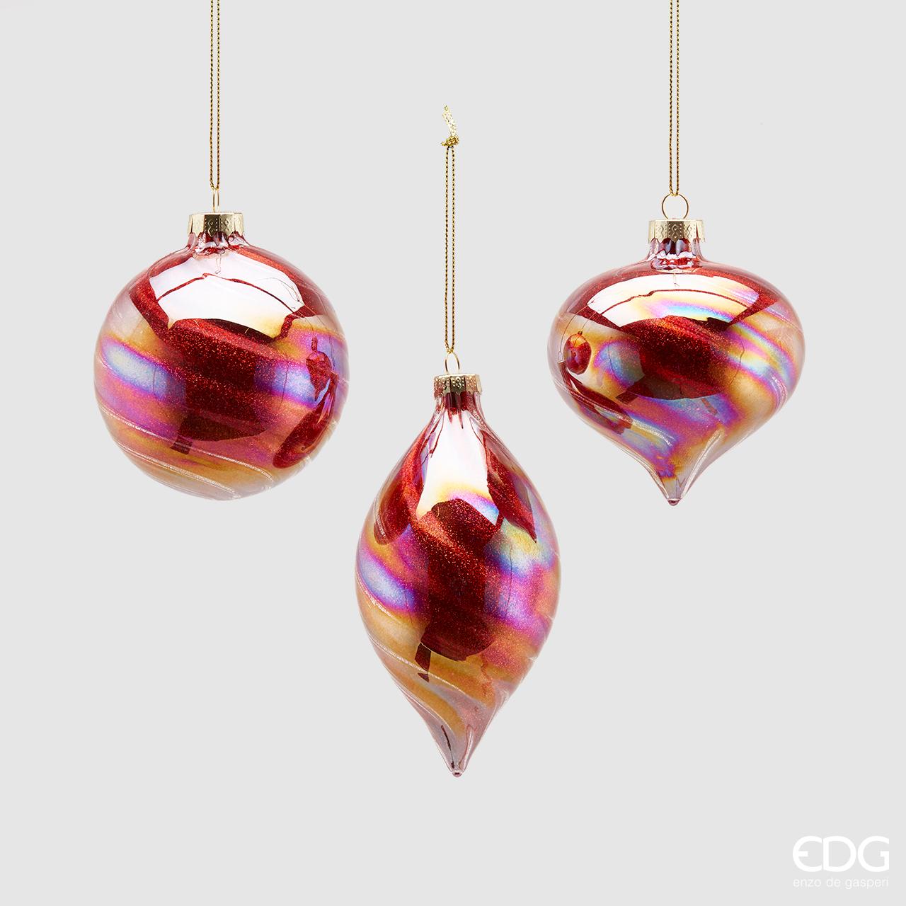 natalizio edg palla-trottola-fuso vetro ( 3 assortite )