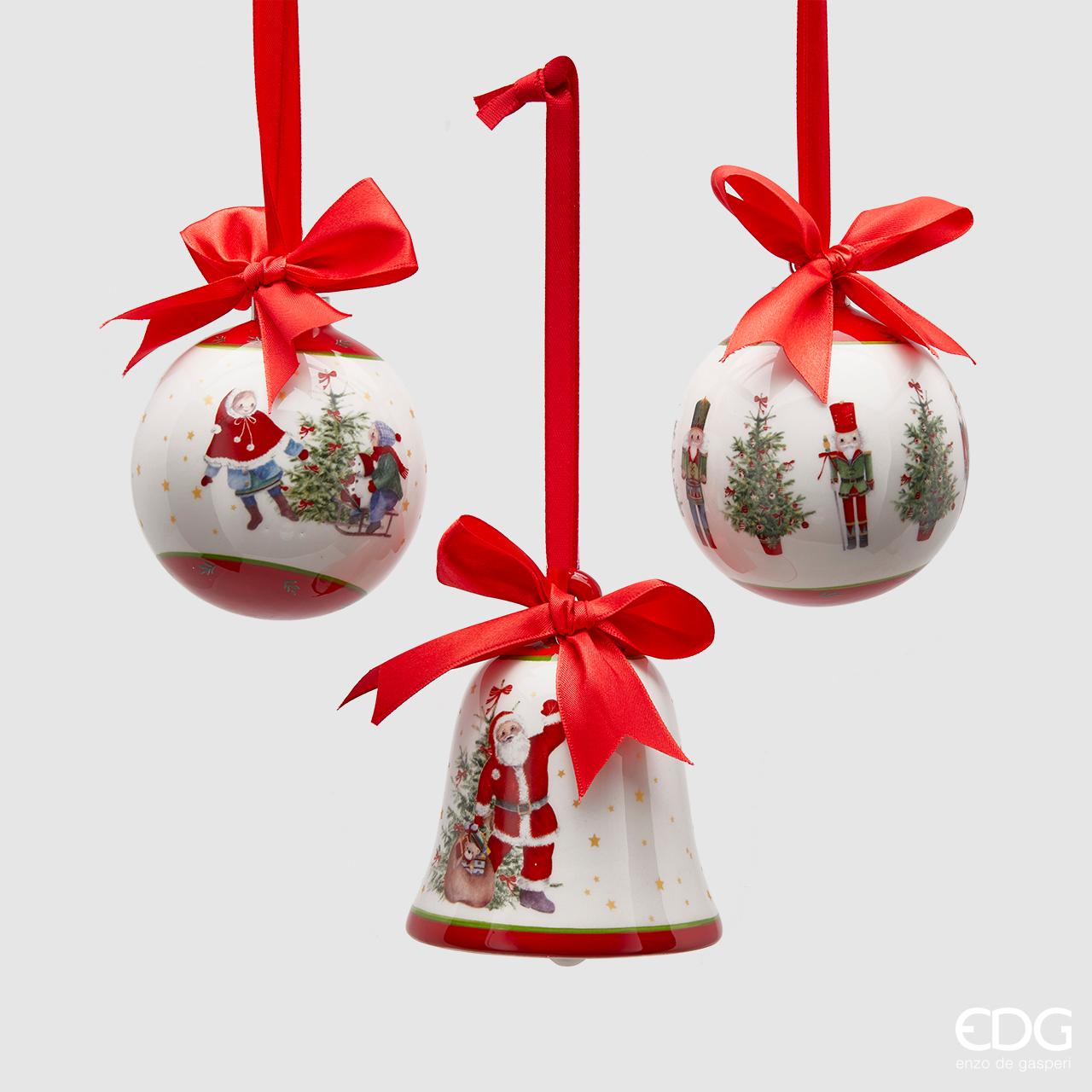 natalizio edg decoro campana-palla diam. cm 8 (3 assortiti )ceramica