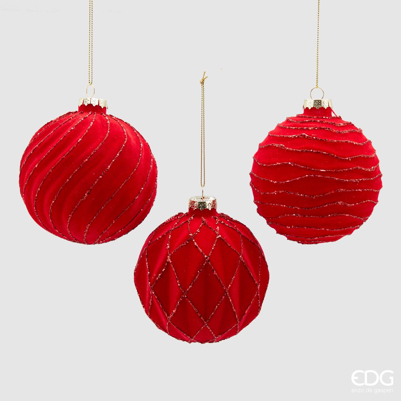 NATALIZIO EDG PALLA VETRO VELLUTO GEOMET. (3ASS)