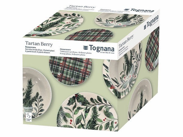 TOGNANA SERVIZIO TAVOLA 18 PZ VELA TARTAN BERRY