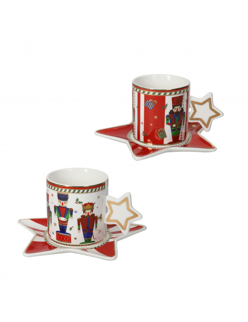 natalizio brandani lo schiaccianoci set 2 tazze 170ml new bone china