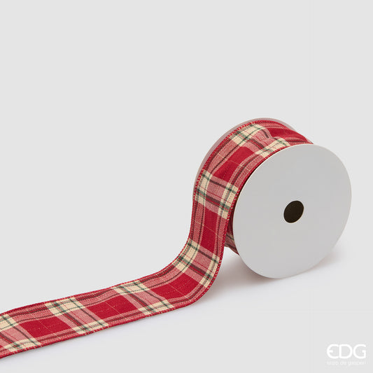 natalizio edg nastro tartan rosso h. cm 6.3 metri 10
