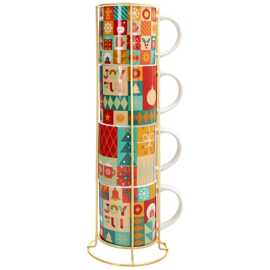 natalizio tognana xmas wrap set 4 mug cc370 c/supp. metallo