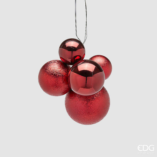 natalizio edg addobbo grappolo groovemix rosso 5pz