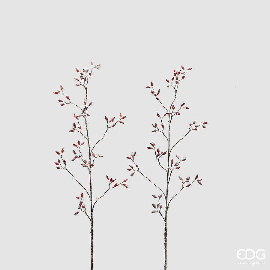 natalizio edg rosa canina ramo innevato 2 assortiti h cm 115