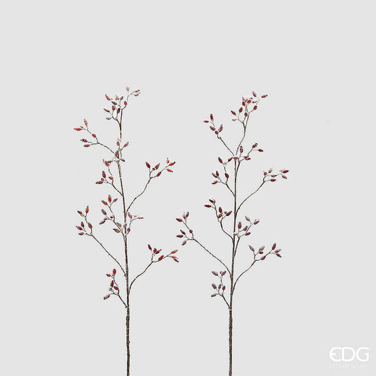 natalizio edg rosa canina ramo innevato 2 assortiti h cm 115