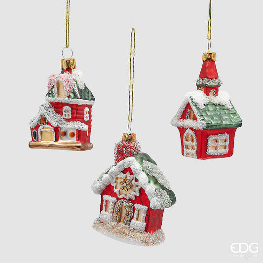 natalizio edg addobbo casetta 3 assortite h cm 7.5