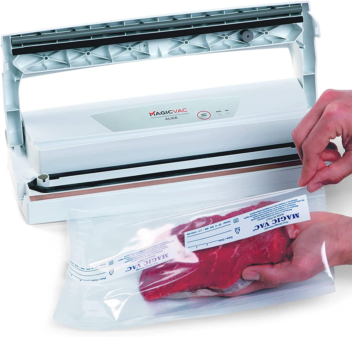 Máquina De Envasar Al Vacío Magic Vac Alice Basic | Barra Selladora De 30 Cm, Color Blanco, 800 Mbar